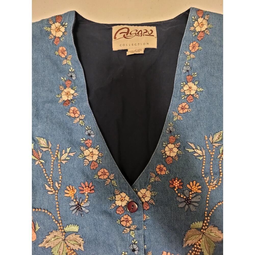 Agapo Collection Vest Size L Boho Southwest Artsy Embroidered Beaded Floral Cute - Picture 2 of 12